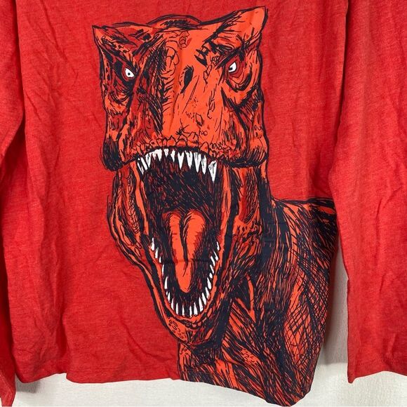 5/$25 Cat & Jack Red Dinosaur T Rex Long Sleeve Casual Graphic T Shirt XL 16 - Picture 3 of 6